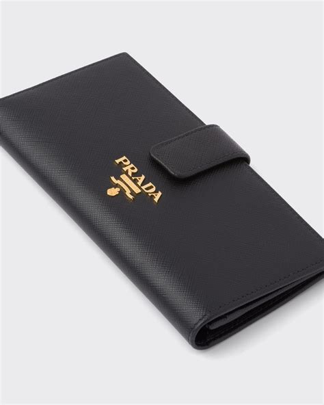 prada saffiano leather bi fold wallet|large saffiano and leather wallet.